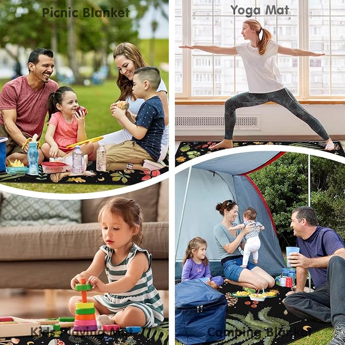 Supfitness Extra Large Picnic Blankets Waterproof Foldable (60 "x 80") Beach Blanket Waterproof Sandproof,3-Layer Thicking Mat Outdoor Packable Camping Blanket