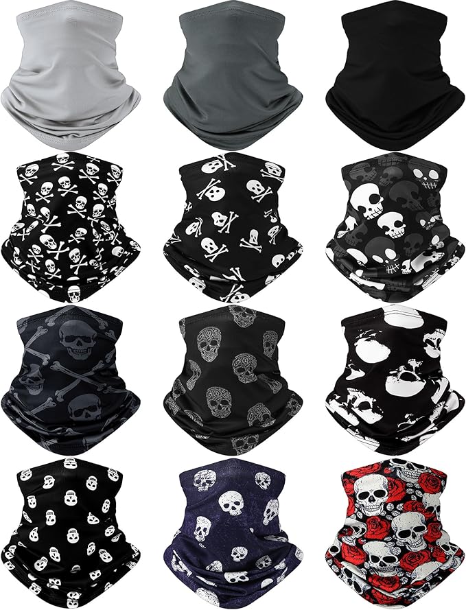 Cuffbow 12 Pack Neck Gaiters Face Mask Balaclava for Men Women Cooling Neck Gaiter Summer UV Protection Scarf