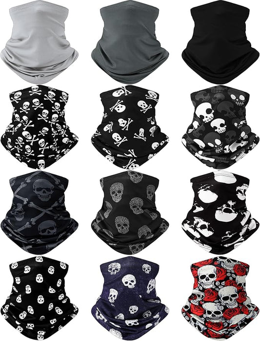 Cuffbow 12 Pack Neck Gaiters Face Mask Balaclava for Men Women Cooling Neck Gaiter Summer UV Protection Scarf