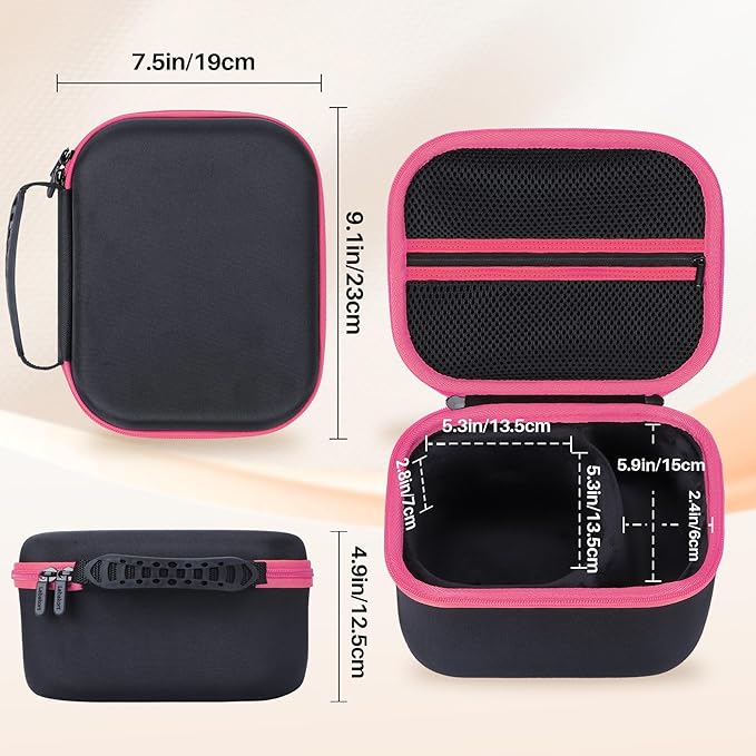 Lebakort Storage Case Compatible with Walkers Razor Slim/Howard Leight Honeywell Impact Sport/PROHEAR 066 030 Electronic Shooting Earmuffs Hearing Protection Muffs (Black + Pink Case)