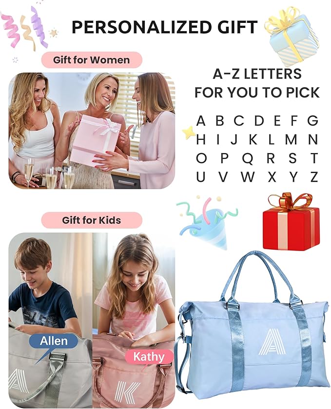 Gifts for Teen Girls 16-18 Trendy, Travel Duffel Bag, Kid Gym Bag, Personalized Weekender Bag，Monogram Overnight Bag Gifts for Girls-12 13 14 15 16 17 18 Year Old Cool Gifts (Letter O)