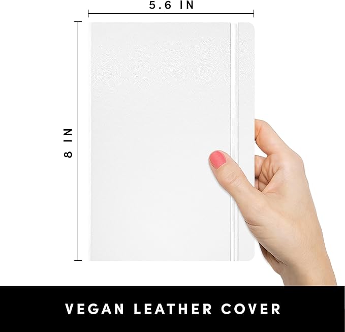 PAPERAGE Lined Journal Notebook, Hardcover Journal for Women & Men, 160 Pages, (5.6 in x 8 in), College Ruled Journaling Notebook for Work, School Supplies & Note Taking, (White)