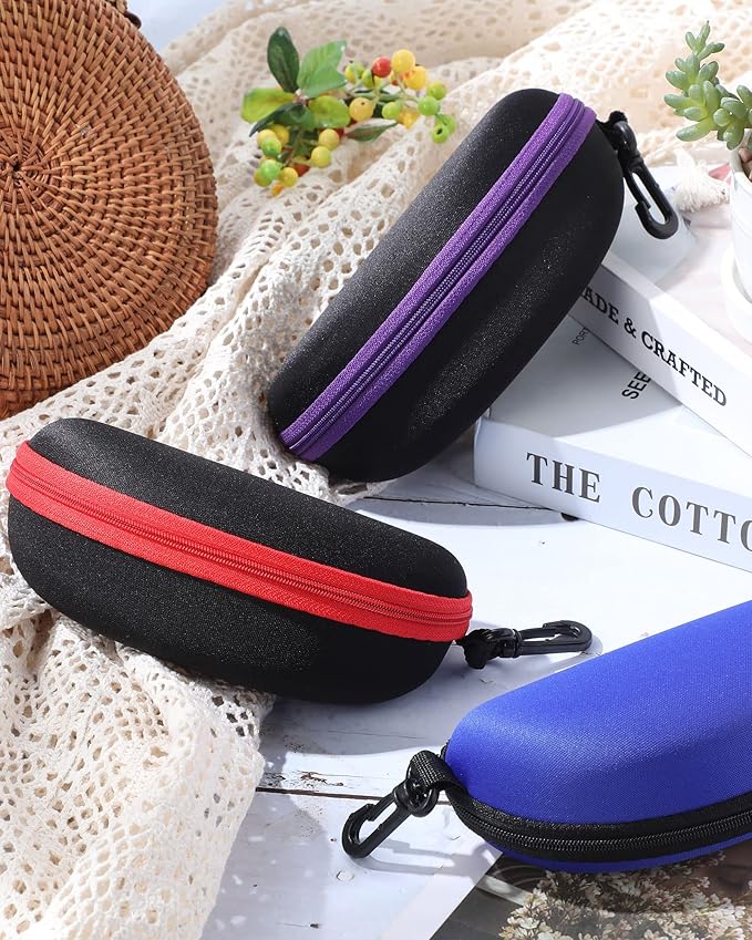 Weewooday 12 Pack Zipper Shell Sunglasses Case Hard Shell Eyeglasses Case Portable Travel Glasses Case for Men Women
