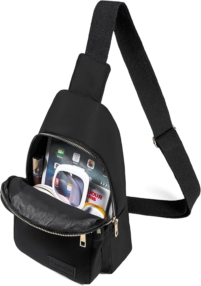 Banelu Small Sling Backpack Crossbody Bags for Women, Small Sling Bag Cross Body Bag Fanny Packs Crossbody Purses - Gold Zipper