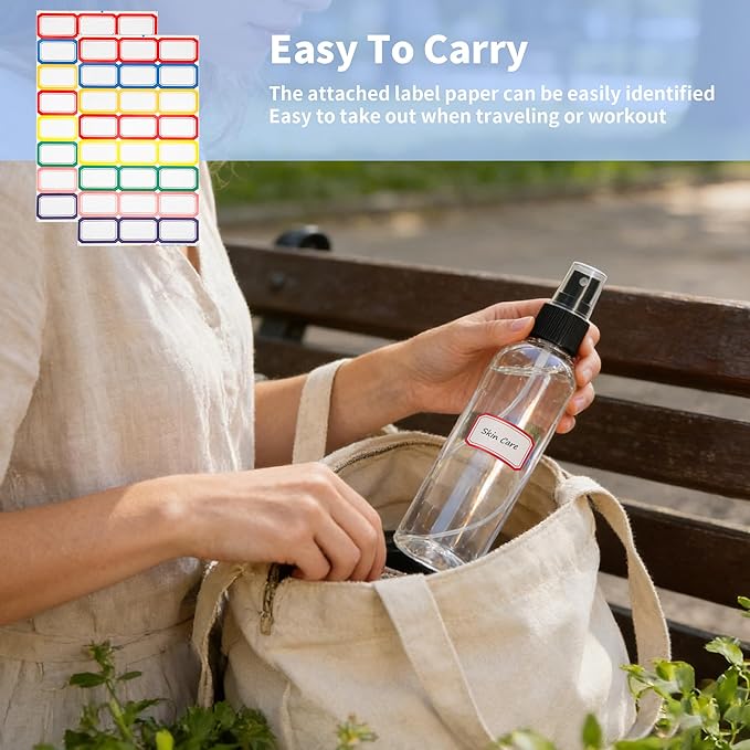 36 Pack Clear Plastic Spray Bottles 8 oz Spray Bottle Fine Mist Cleaning Spray Bottles Transparent 8 oz Empty Sprays Bottle Bulk for Travel, Essential Oils (Black,Clear)