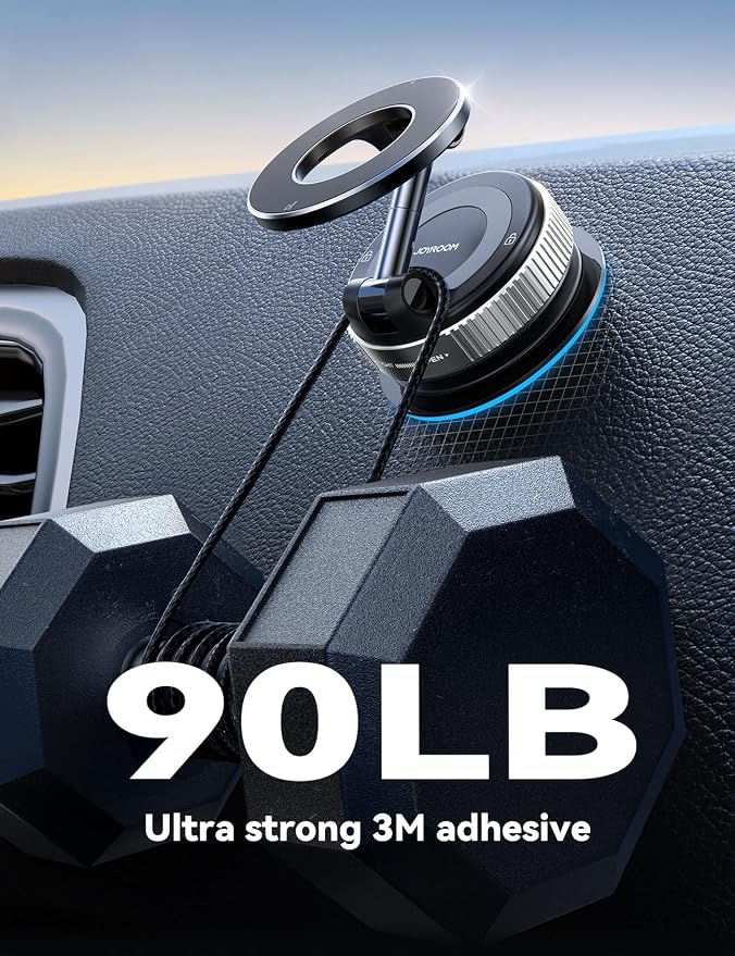 JOYROOM Magsafe Car Mount, Vacuum Car Phone Mount with Strong Magnet, 360° Metal Strut Suction Cup Phone Mount for iPhone 17 Pro Max/16 15 14 13 12 Series& Android Magsafe Case,Silver