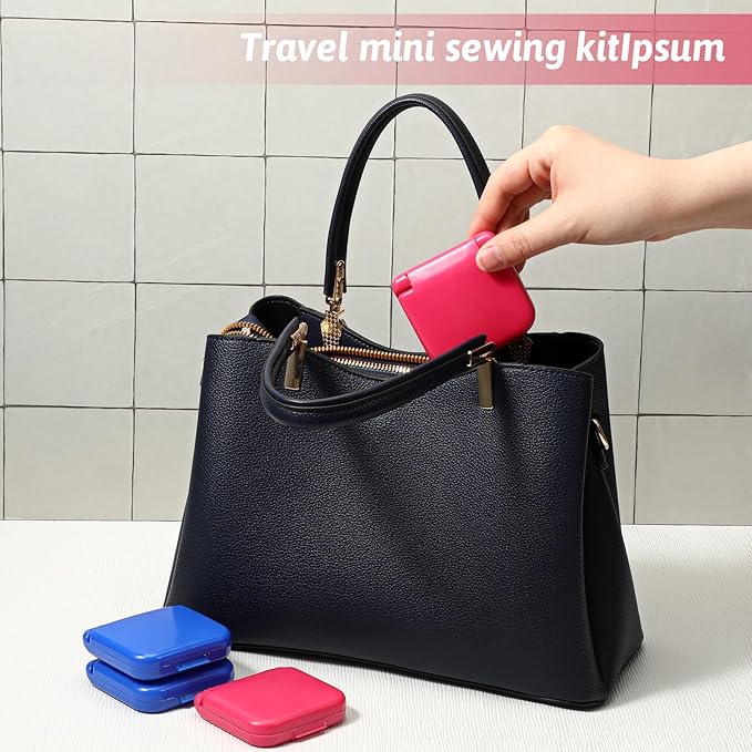 Exclaith 20 Pack Mini Travel Sewing Set Portable Sewing Kit Emergency Sewings Kit Travel Small with Threads Scissors Needles for Women, Mom, Traveler, Adults, Beginner, Blue, Rose Red