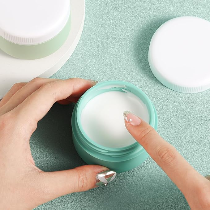 kuangre Travel Containers for Toiletries, Silicone Cream Jars BPA-Free, Leak-proof 2oz Travel Size Containers, Portable Size Silicone Jars with Lid for Cosmetic Face Hand Body Cream (4 Pack)