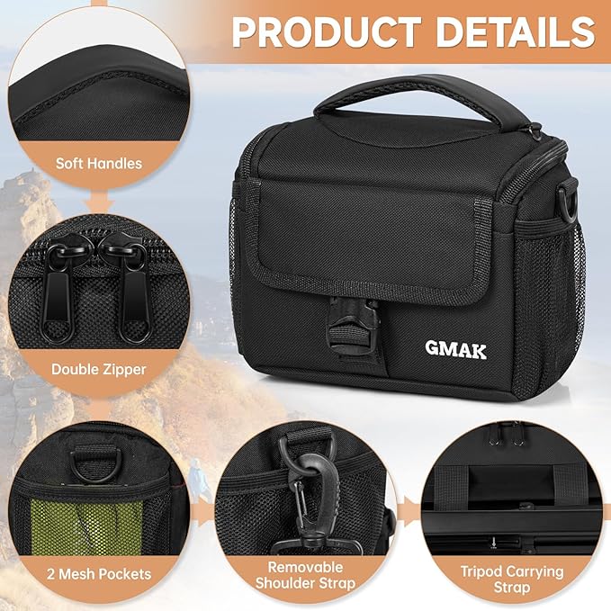 Camera Carrying Bag, Anti-Shock Camera Case Bag with Water-resistant Rain Cover Compatible for Canon EOS R50 M50 Powershot SX540 SX70, Nikon Coolpix L340 B700 P610, Panasonic LUMIX, Sony a6100 a6400