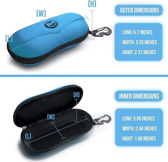 BLUPOND Sunglasses Case Semi Hard EVA Shell with Metal Hanging Hook Belt Clip Sun Glasses Storage