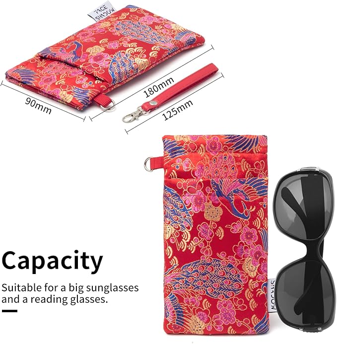 Face Shadow Double Glasses Case Soft Eyeglass Case For Women Men Squeeze Top Sunglasses Case With Cleaning Cloth