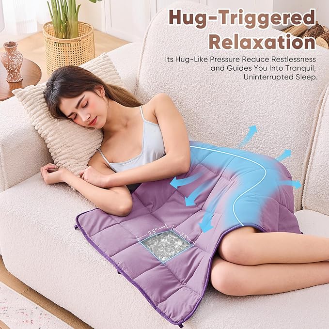 Purple Weighted Lap Blanket for Adults 7lbs, 24"x29" Cooling Heavy Throw Blanket, Portable Travel Weighted Blankets, Soft Small Blankets Gifts for Sleeping