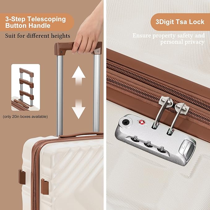 Rosamo 5 Piece Luggage Set Expandable Hardside, 20/24/28in Suitcases with Matching Travel Bags, 22x14x9 Airline Approved Carry On, TSA Lock, Spinner Wheels, ABS+PC