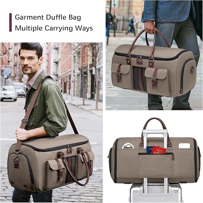 Carry on Garment Bag for Travel, Convertible Garment Duffle Bags for Men Women - 2 in 1 Hanging Suitcase Suit Travel Bags with Shoe Compartment