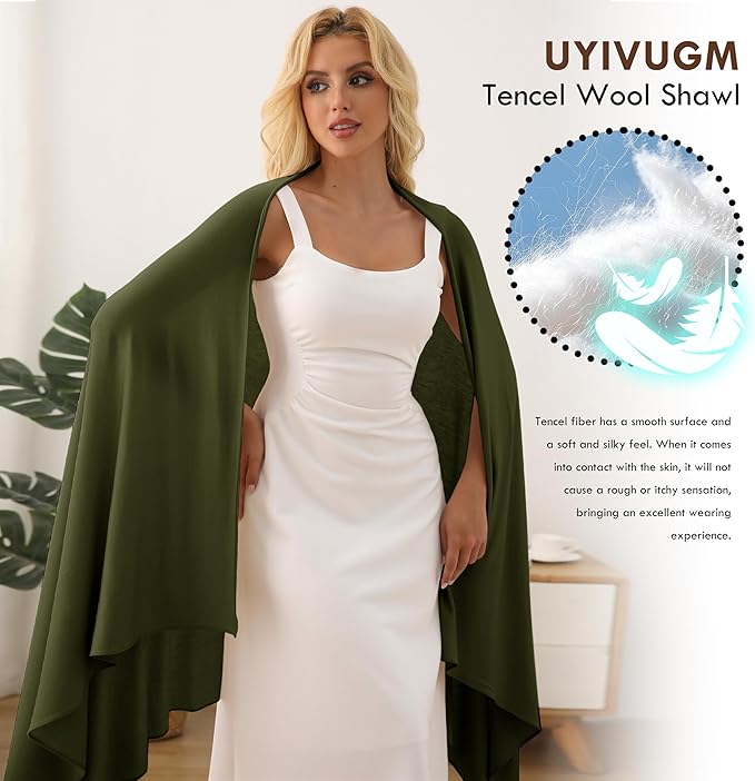 Tencel Shawl Wraps 70 x 35in Travel Essentials Lightweight Pashmina for Travel Blanket Scarf UPF 50+