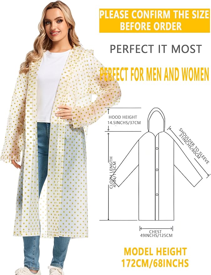 2PCS Rain Ponchos for Adults Reusable Rain Coats for Adults Rain Jackets Raincoats for Men Women