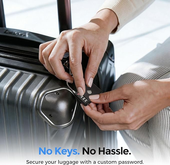 MiLi Smart TSA Luggage Lock with Bluetooth Tracker, Works with Apple Find My & Google Find Hub, Anti-Lost Travel Lock for Suitcase & Bags, Replaceable Battery, Durable All-Metal Design