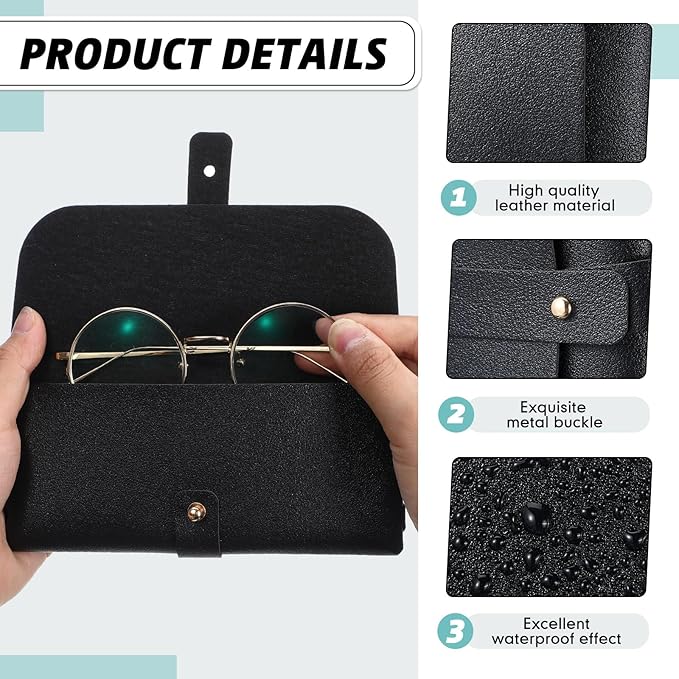 Nuogo 30 Pack Eyeglass Case Soft Glasses Case Studded Sunglasses Pouch Portable PU Leather Bag for Women Men