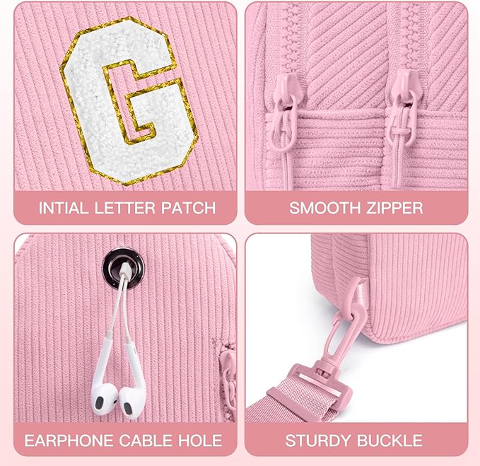 Viverte Small Corduroy Sling Bag Initial Crossbody Bag Fanny Pack for Girls Personalized Birthday Gifts for Teen Girls Gifts
