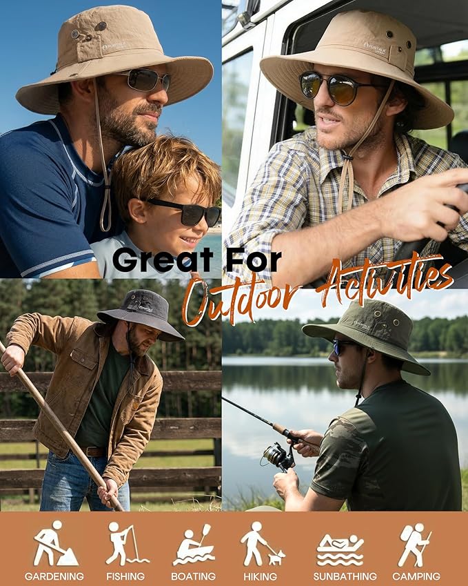 FURTALK Sun Hats for Men Fishing Hat UPF 80+ Foldable Wide Brim Outdoor Hiking Beach Summer Hats