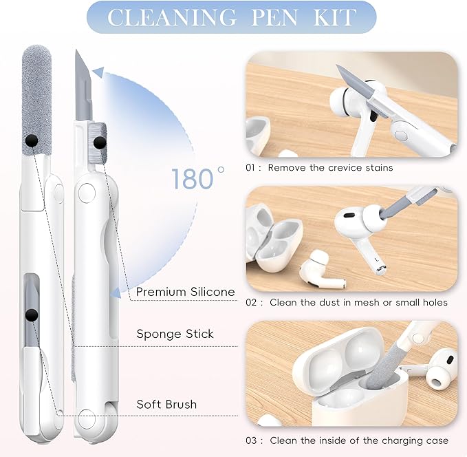 R-fun for AirPods Pro 3 Case with Cleaning Kit, Soft Liquid Silicone Rubber Protective Cover, Compatible with AirPods Pro 3rd Generation Case (2025), Compatible with MagSafe, Sky Blue