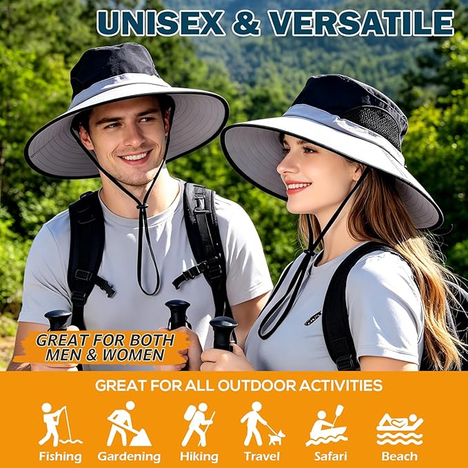 EINSKEY Wide Brim Sun Hat, UPF 50+ UV Protection Waterproof Packable Bucket Hat for Men & Women, Fishing Hiking Beach Garden