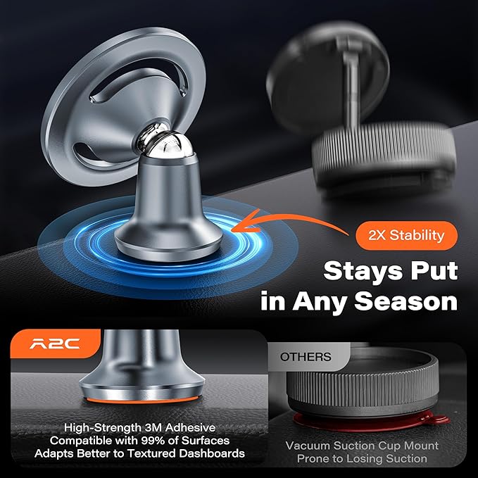 APPS2Car for MagSafe Car Mount - [All Metal] Magnetic Phone Holder for Car Dashboard, Strong Magnet Car Cell Phone Holder Dash Mount, Compatible with iPhone 17 Pro Max Air 16 15 14 13 12
