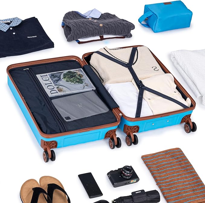 Luggage Sets 6 Piece Suitcases with Wheels,ABS Hard Case Suitcases with Spinner Wheels,Durable Travel Luggage(SkyBlue, 6 Piece Set(16"/20"/24"/28))