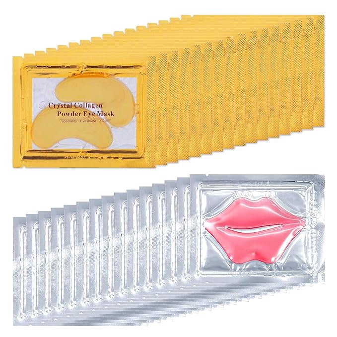 Eakroo 30 Pairs Lip Mask and Eye Mask Set, Hangover Kit, Sleepover Party Supplies for Girls, Eye Patches for Puffy Eyes, Hangover Patches, Pinata Stuffers for Adults, Adult Goodie Bag Stuffers