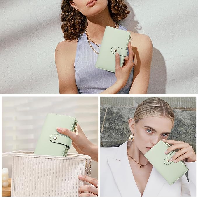 yiijay Wallets for Women RFID Blocking Leather Trifold Clutch Wallet Credit Card Holder Ladies Travel Wallet Purse with Pen Holder