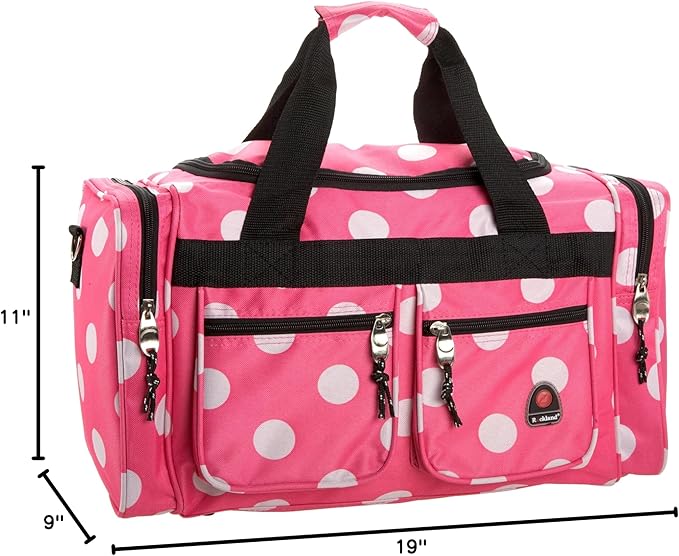 Rockland 19" Polyester Duffel Bag, Pink Dot