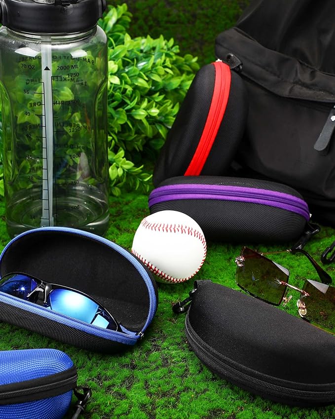 Weewooday 12 Pack Zipper Shell Sunglasses Case Hard Shell Eyeglasses Case Portable Travel Glasses Case for Men Women