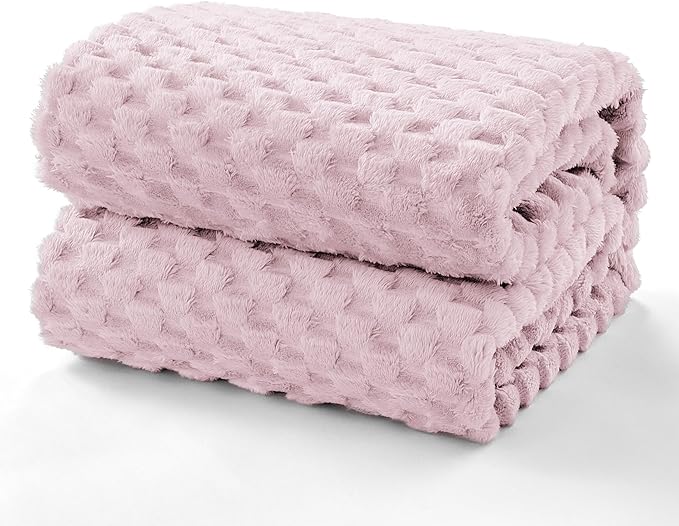 EXQ Home Gentle Soft Fleece Throw Blanket – Cozy Lightweight 3D Imitation Turtle Shell Jacquard Blanket for Couch Bed – All-Season Warm Fuzzy Flannel Blanket for Women Mom Gifts(50"x60",Purplish Pink)