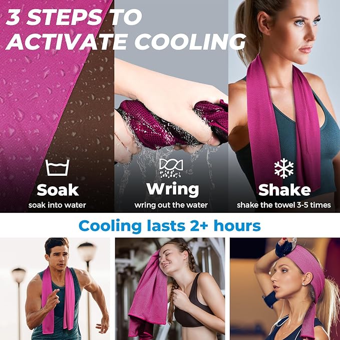 Cooling Towels (40"x12"), Cooling Towels for Neck and Face, Microfiber Ice Towel Cool Towel for Yoga, Golf, Sports, Gym, Workout, Camping, Fitness, Outdoor & More Activities
