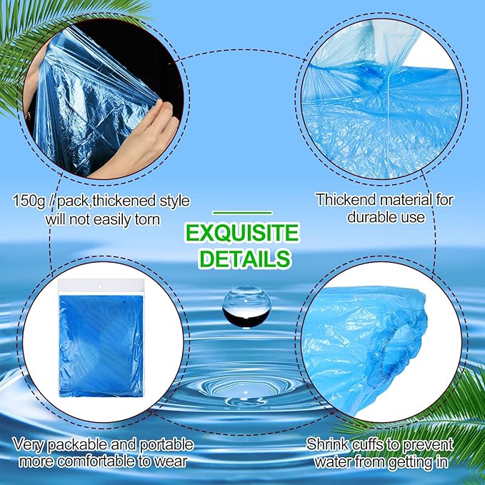 Handepo 100 Pack of Adult Rain Ponchos with Hood Disposable Plastic Rain Ponchos Bulk Emergency Raincoat for Men Women Adult