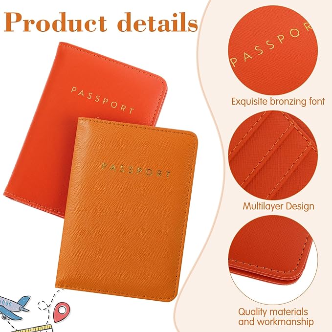 2 Pcs Passport Cover Holder for Travel Waterproof Leather Passport Wallet Case Book Travel Cruise Essentials for Women Men | 2 Pieces