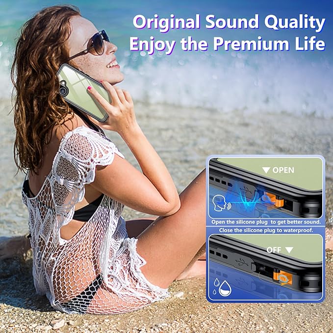 Compatible with iPhone 17 Case,Waterproof Built-in Screen & Camera Protector IP68 Underwater Full Body 17FT Military Dropproof Shockproof Phone Case 6.3"-Black/Clear