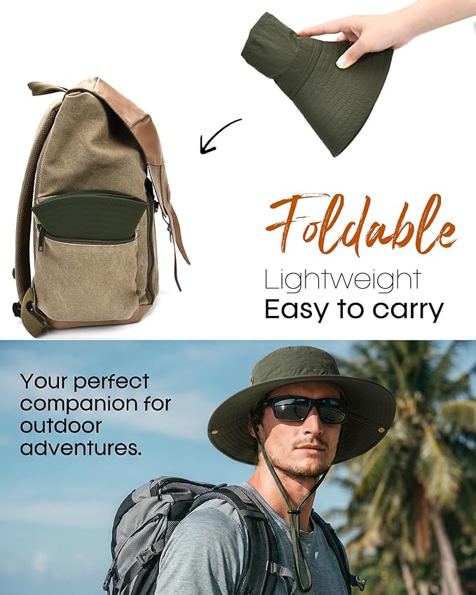 FURTALK Sun Hats for Men Fishing Hat UPF 80+ Foldable Wide Brim Outdoor Hiking Beach Summer Hats