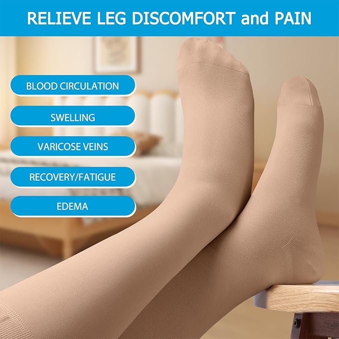 NEENCA 20-30mmHg Medical Compression Socks for Circulation, Edema, Swelling, Varicose veins, Recovery (Skin, Small)