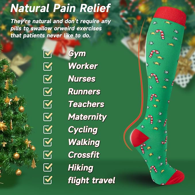 cerpite Compression Socks for Women & Men 6 Pairs Knee High Compression Socks 20-30 mmhg Best for Running,Nurse,Travel
