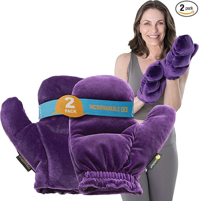 SunnyBay Microwavable Heated Hand Warmer Gloves for Women and Men, Weighted Arthritis Gloves for Women for Pain, Stay-on Wrist Elastic and Bulk-Free Grip for Maximum Functionality, Pair(Small)