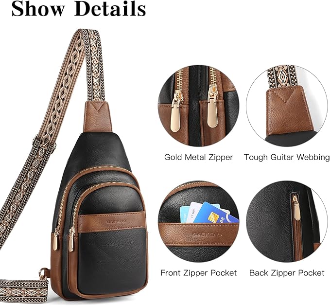 GAEKEAO Sling Bag Crossbody Bags for Women Travel Fanny Packs Trendy Cross Body Purses Vegan Leather Chest Bag