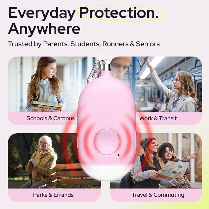 Weten Rechargeable Personal Alarm Keychain - 130dB Siren, LED Light - 3Pack Personal Safety Alert for Women to Carry - Panic Button Alarm for Security - Rape Whistle for Self Defense (Pink&Blue&White)