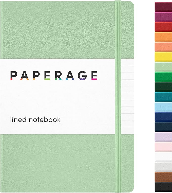 PAPERAGE Lined Journal Notebook, Hardcover Journal for Women & Men, 160 Pages, (5.6 in x 8 in), College Ruled Journaling Notebook for Work, School Supplies & Note Taking, (Sage Green)