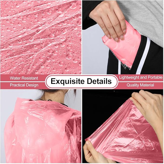 Handepo 150 Pack of Adult Rain Ponchos with Hood, Disposable Rain Ponchos, Plastic Raincoat Poncho for Adult Homeless