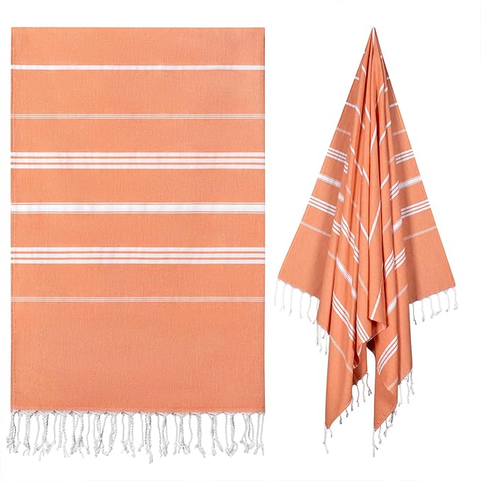 cabanana Turkish Beach Towel Oversized - 40"x70" Quick Dry Sand Free Thin Beach Towels for Adults,Extra Large Cotton Lightweigh Travel Towel for Beach Accessories (Coral)
