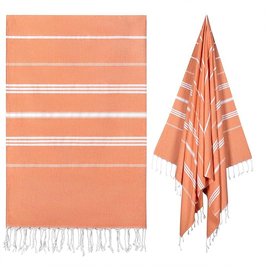cabanana Turkish Beach Towel Oversized - 40"x70" Quick Dry Sand Free Thin Beach Towels for Adults,Extra Large Cotton Lightweigh Travel Towel for Beach Accessories (Coral)