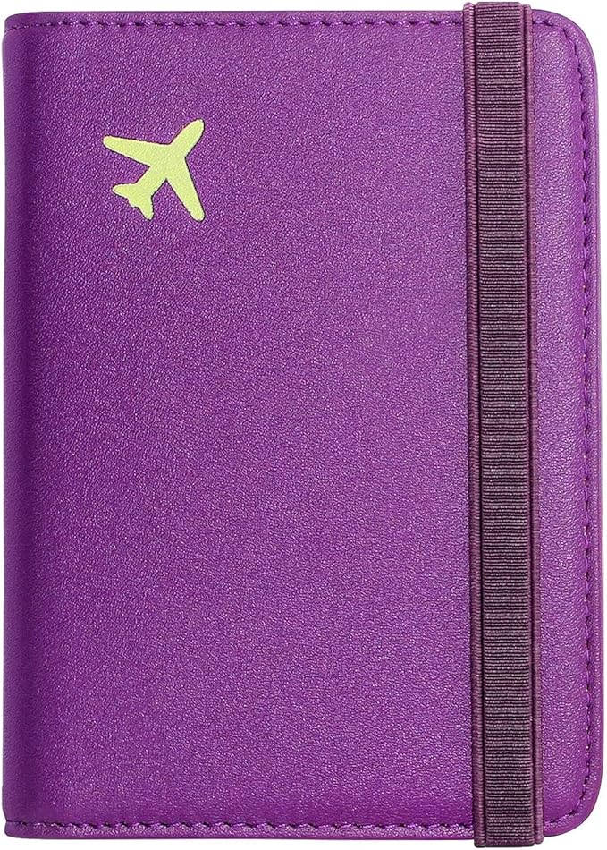 ZOPPEN RFID Blocking Passport Holder for Travel – PU Leather Waterproof Lightweight Passport Cover Wallet for Women Men, Travel Organizer with Card Slots for Airline Tickets & Passport Book, Purple
