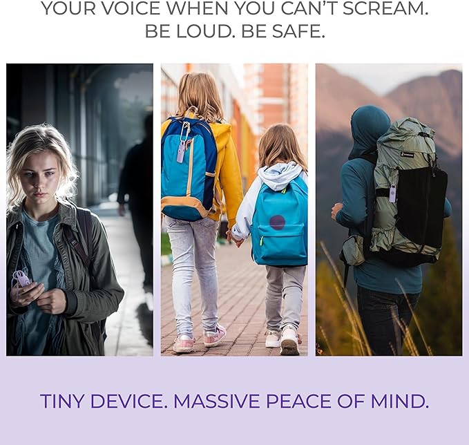 140dB Loudest USB-C Rechargeable Personal Alarm Keychain for Women – Low Battery Indicator, Strobe Light & Panic Button for Self Defense Weapons, Seniors & Travel Safety Essentials (Violet)