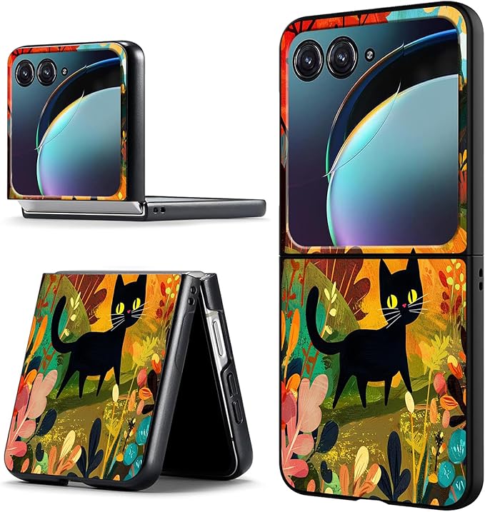for Motorola Razr Plus 2025 Case,for Razor Plus 2025 Phone Case Cute Slim Hard PC Ultra-Thin Anti-Scratches Shockproof Protective Cover,Cartoon Cat Forest